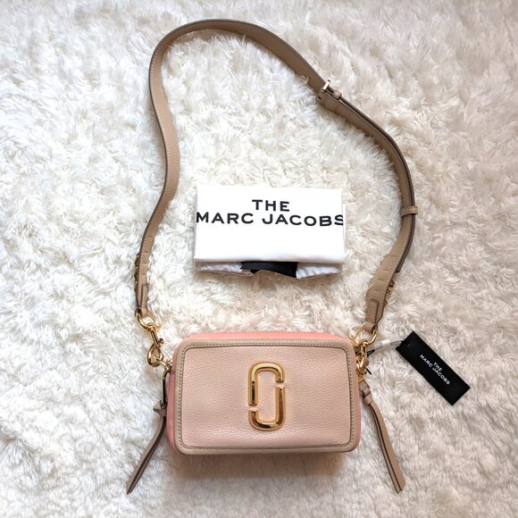 NWT Marc Jacobs Softshot Color Blocked Leather Crossbody (Apricot Beige Multi) - Picture 1 of 16